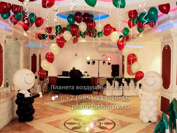 Украшение зала шарами на свадьбу