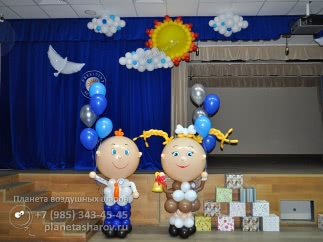 Украшение зала шарами на выпускной