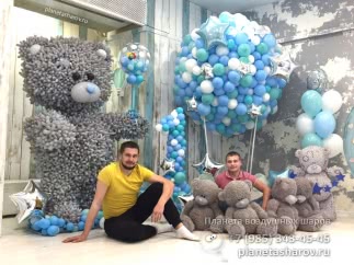 Большой серый мишка из воздушных шаров