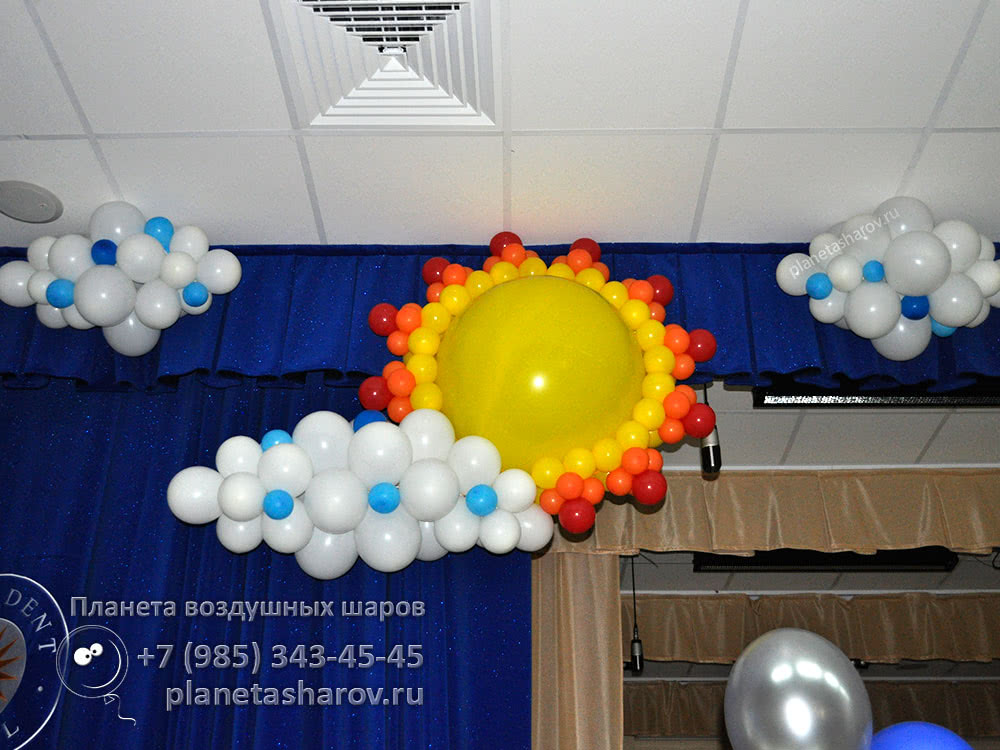 Украшение зала шарами на выпускной