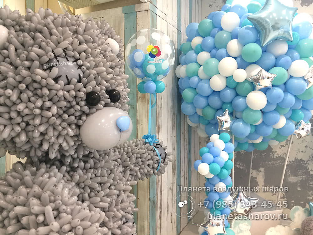 Большой серый мишка из воздушных шаров Большой серый мишка из воздушных шаров