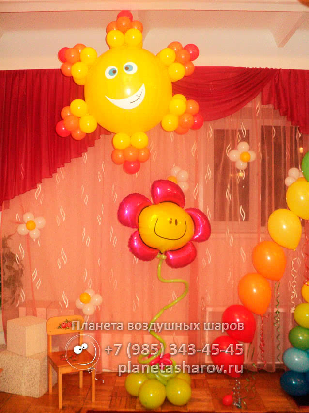 Оформление шарами выпускного в саду