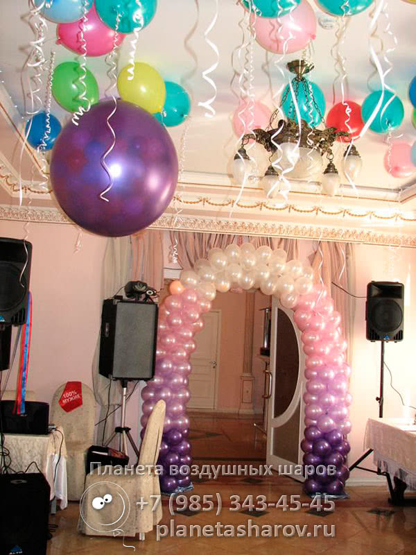 Оформление свадьбы разноцветными шарами Оформление свадьбы разноцветными шарами