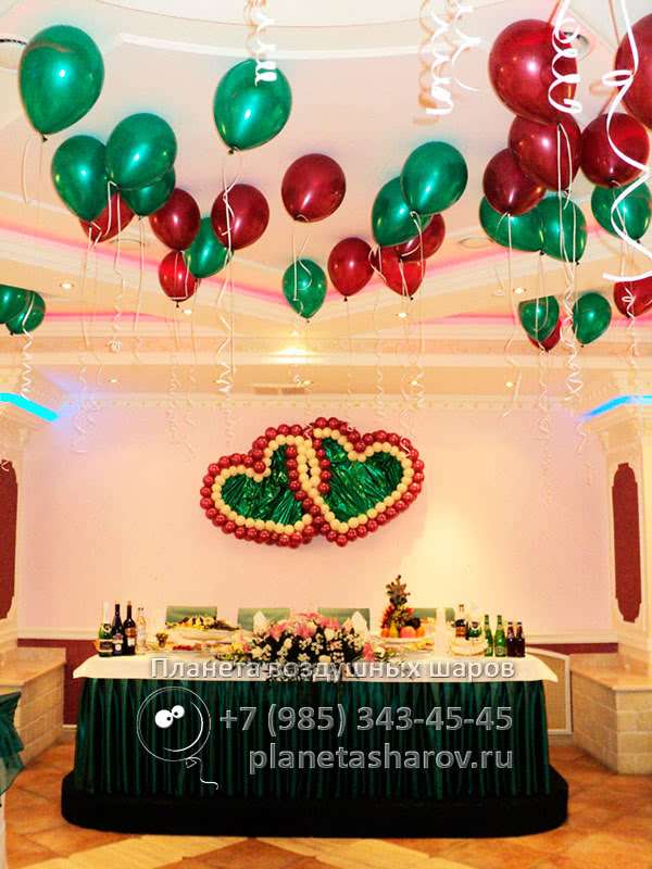 Украшение зала шарами на свадьбу