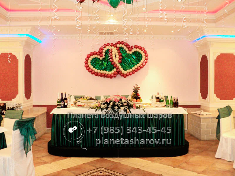 Украшение зала шарами на свадьбу
