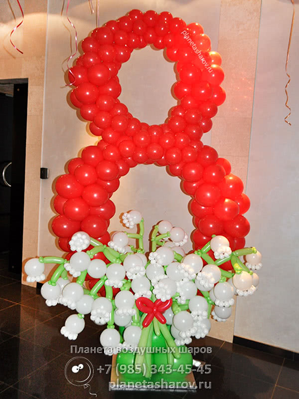 Оформление офиса шарами на 8 марта