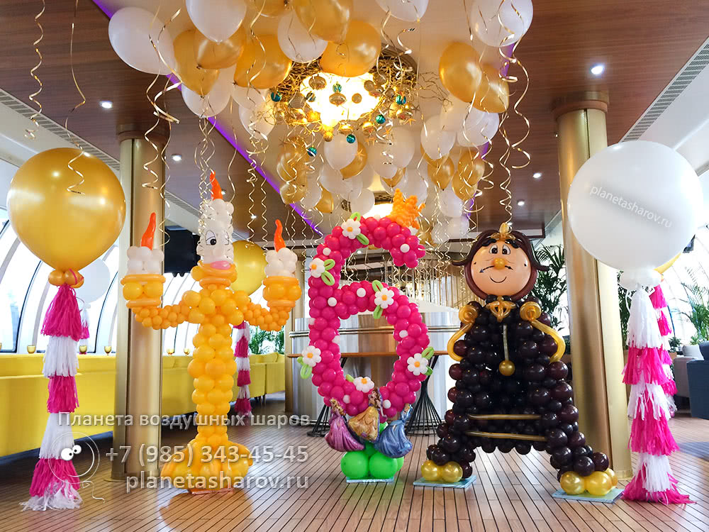 Оформление шарами в стиле Красавица и чудовище