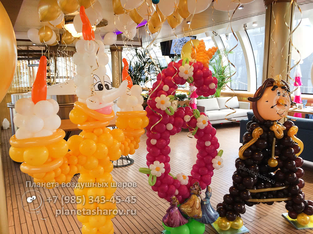Оформление шарами в стиле Красавица и чудовище