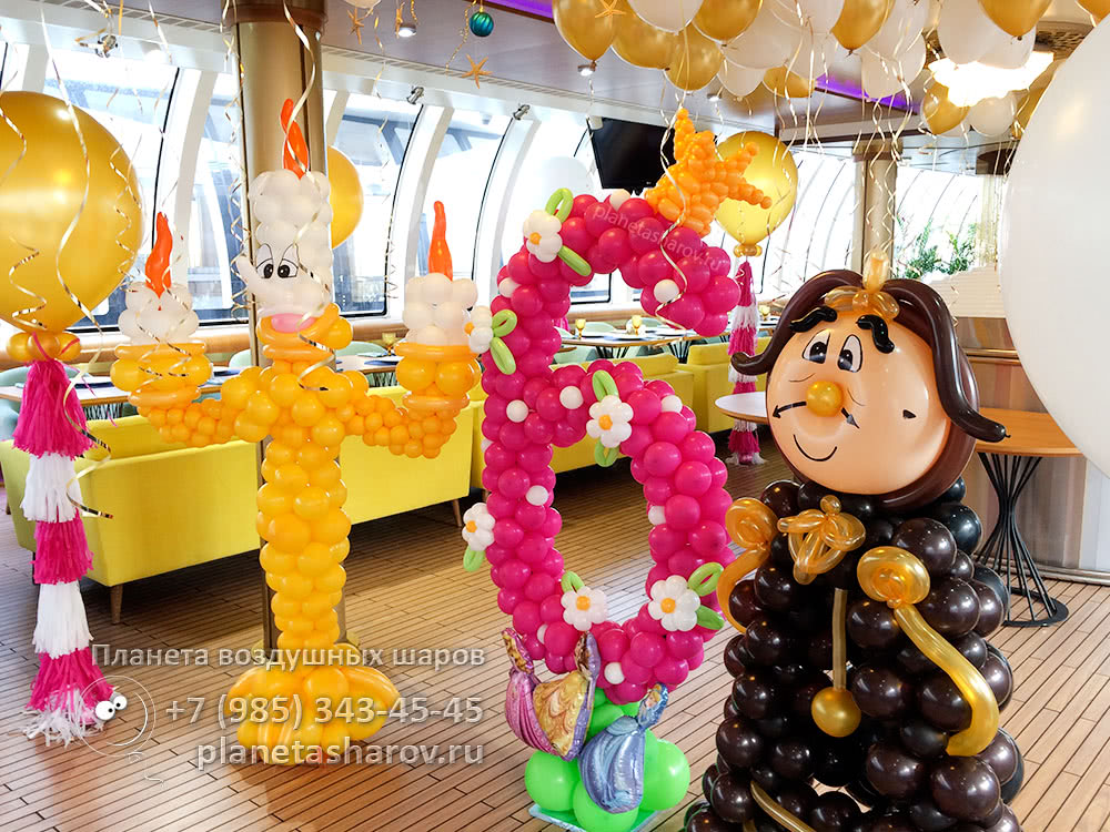 Оформление шарами в стиле Красавица и чудовище