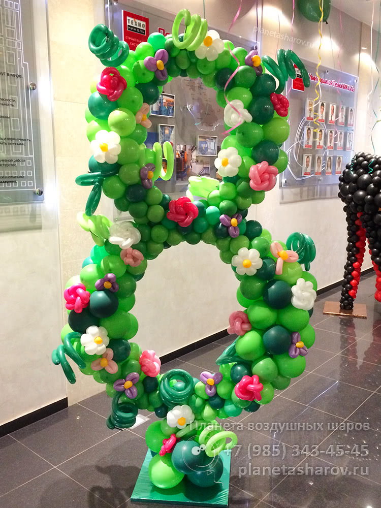 Украшение зала шарами на 8 марта