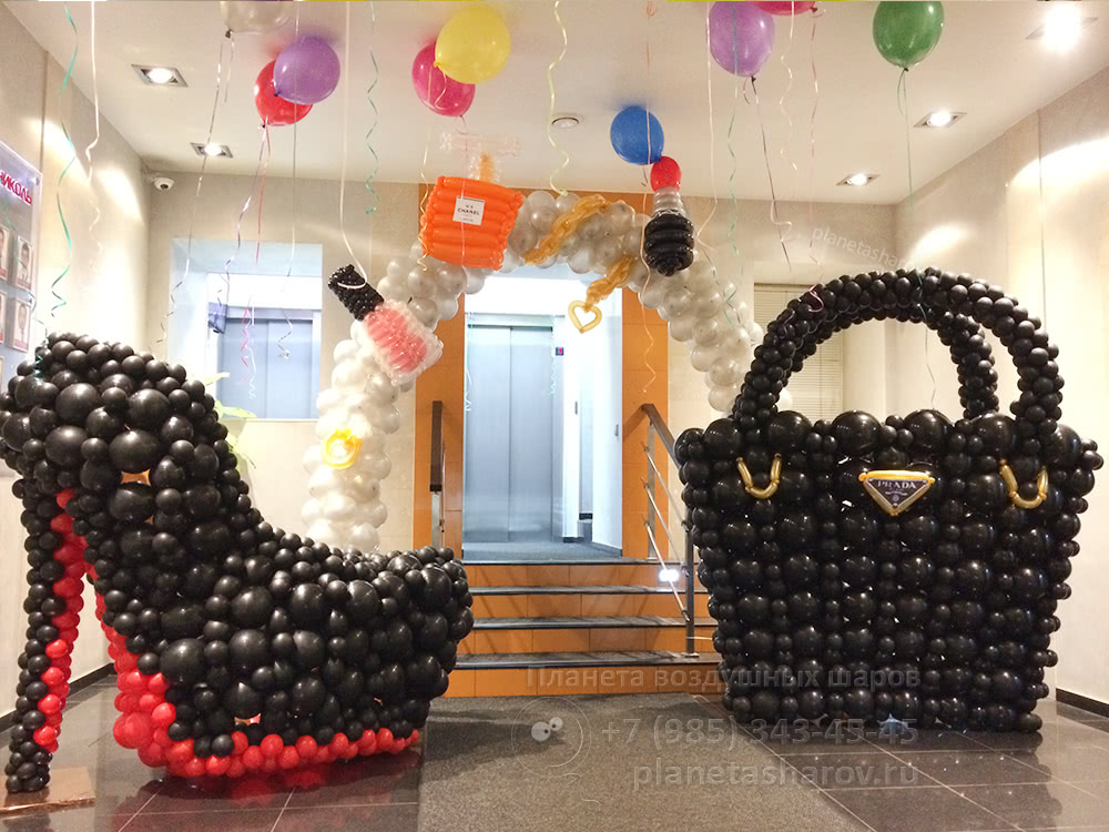 Украшение зала шарами на 8 марта
