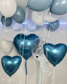 Голубой с серебром фонтан и цифрой