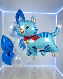 Набор шаров с голубым котиком