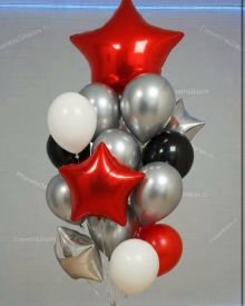 Букет с красно-серыми шарами