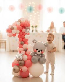 Розовая цифра с мишкой