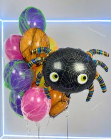 Шары с пауком и паутиной на Хэллоуин 