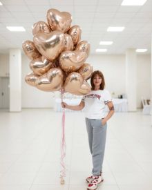 Связка 15 сердец розовое золото 