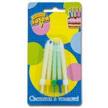 Свечи д/торта с подст светящ 6см 10шт/V