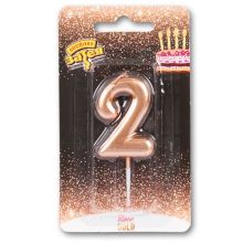 Свеча -цифра "2" Розовое золото 4,5см/V