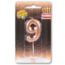 Свеча -цифра "9" Розовое золото 4,5см/V