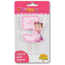 Свеча -цифра "5" Маша Сердца 7,5см/V