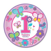 Тарелка 1-й ДР Девочка 25см 8шт/A