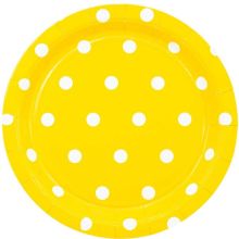 Тарелка Горошек желтая 17см 6шт/G