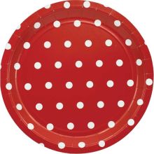 Тарелка Горошек красная 23см 6шт/G
