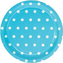 Тарелка Горошек голубая 23см 6шт/G