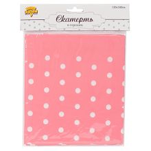 Скатерть п/э Горошек ярко-роз 130х180смG