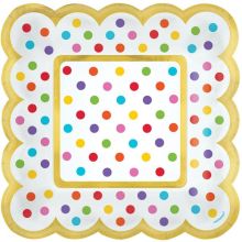 Тарелка д/угощ Горошек квад 13,9см 36штA