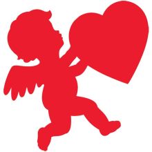Баннер Купидон с сердцем красный 27см/A