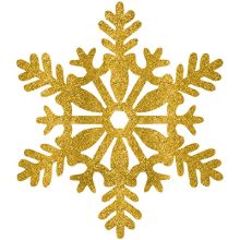 Снежинка пластик блеск золотая 28см/A