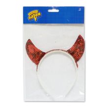 Ободок-рожки с пайетками красный/G