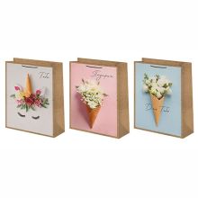 Пакет бум Цветы в рожке 22х31