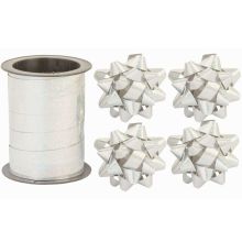 Бант 6см 4шт +Лента 10м гологр серебр/G