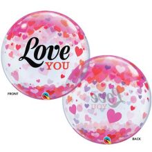 П BUBBLE 22" LOVE YOU Конфетти сердец