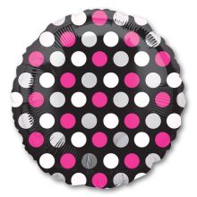 А 18" Горошек бело-розовый на черном S30