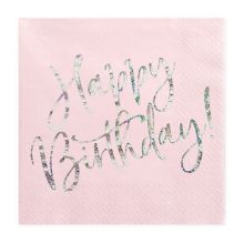 Салфетка Happy B'day! розовая 33см20штPD