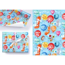 Бумага упак Лисички 100х70см 5шт