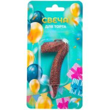 Свеча -цифра "7" Грань красная блеск 7см