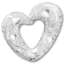  Сердце Вензель Silver/White