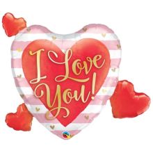  ILY Сердце полосы розовые