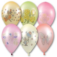 Шар 10" неон с рисунком ассорти