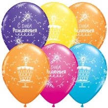 Шелк 11" С ДР Торт Свечи TropAst/Q