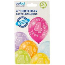 Набор шаров Шелк Цифра "4" 30см 6шт