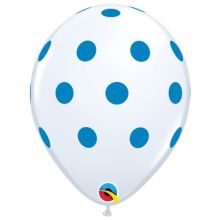 Шелк 11" Горошек голубой на белом/Q