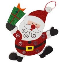 Санта с подарком светящийся дерев 23см/G