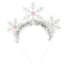 Ободок Снежинки с мишурой серебро блеск