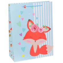 Пакет бум Лисичка на голубом 26х32см